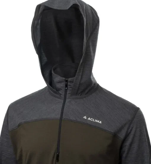 LightWool 180 Hoodie merinohuppari, maastonvihreä/tummanharmaa-Aclima Outlet