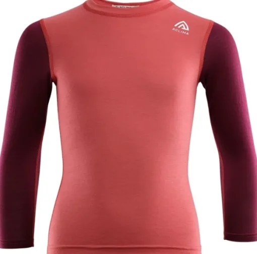 Aclima LightWool Crewneck Children lasten merinokerrastopaita, lohenpunainen/viininpunainen Discount