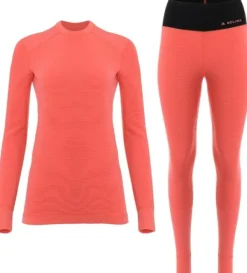 Aclima StreamWool Crewneck naisten kerrastosetti, Spiced Coral Best