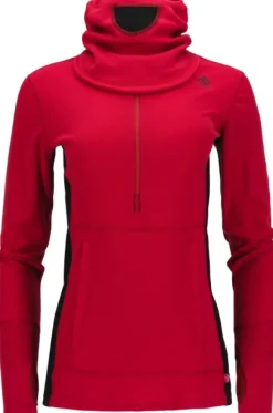 WarmWool Hoodsweater w/Zip naisten kerrastopaita, Jester Red/Jet Black-Aclima Best
