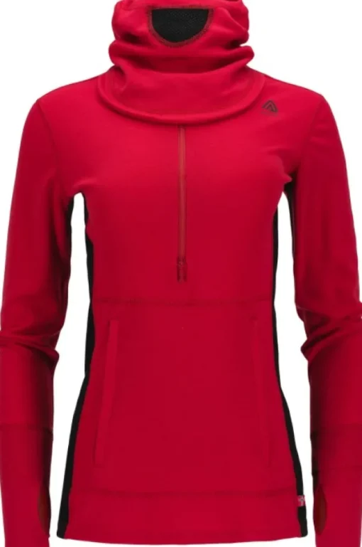 WarmWool Hoodsweater w/Zip naisten kerrastopaita, Jester Red/Jet Black-Aclima Best