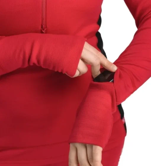 WarmWool Hoodsweater w/Zip naisten kerrastopaita, Jester Red/Jet Black-Aclima Best
