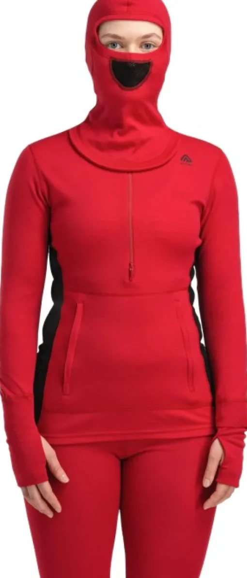 WarmWool Hoodsweater w/Zip naisten kerrastopaita, Jester Red/Jet Black-Aclima Best