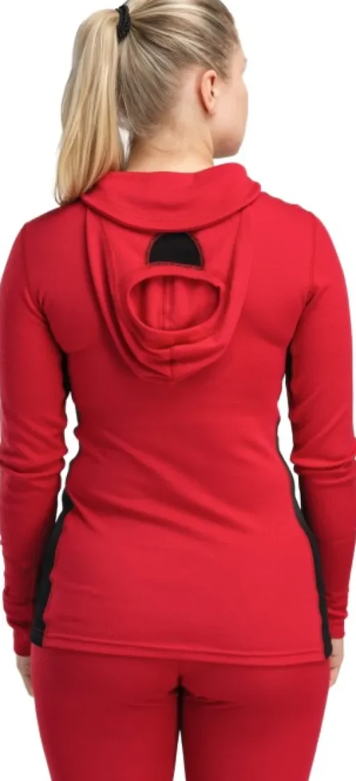 WarmWool Hoodsweater w/Zip naisten kerrastopaita, Jester Red/Jet Black-Aclima Best
