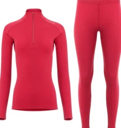 Aclima WarmWool Mockneck + Longs naisten kerrastosetti, Jester Red Outlet
