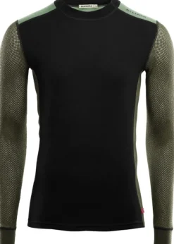 WoolNet Hybrid Crewneck villaverkkopaita, musta/vihreä-Aclima Fashion