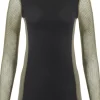 WoolNet Hybrid Crewneck naisten hybridikerrastopaita, Jet Black/Olive Night/Beige Melange-Aclima Outlet