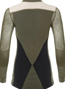 WoolNet Hybrid Crewneck naisten hybridikerrastopaita, Jet Black/Olive Night/Beige Melange-Aclima Outlet