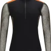 Aclima WoolNet Hybrid Mockneck kerrastopaita, Jet Black/Tarmac/Gold Flame Online