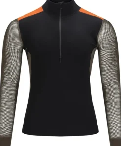 Aclima WoolNet Hybrid Mockneck kerrastopaita, Jet Black/Tarmac/Gold Flame Online