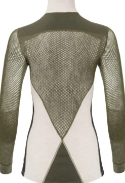 Aclima WoolNet Hybrid Mockneck naisten hybridikerrastopaita, Olive Night/Beige Melange/Jet Black Hot