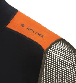 Aclima WoolNet Hybrid Mockneck kerrastopaita, Jet Black/Tarmac/Gold Flame Online