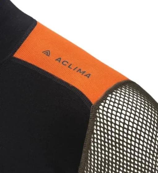 Aclima WoolNet Hybrid Mockneck kerrastopaita, Jet Black/Tarmac/Gold Flame Online