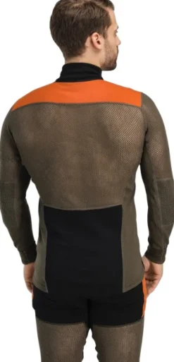 Aclima WoolNet Hybrid Mockneck kerrastopaita, Jet Black/Tarmac/Gold Flame Online