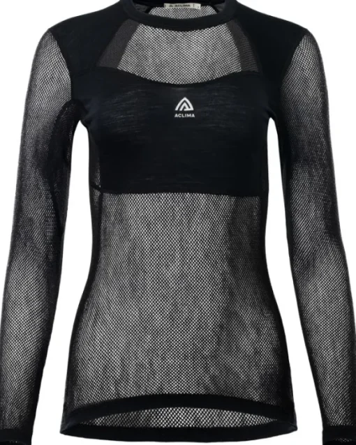 Aclima WoolNet Light Crewneck naisten kerrastopaita, musta New