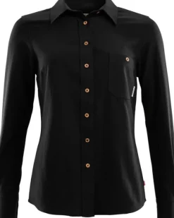 Woven Wool Shirt Woman Jet Black-Aclima Fashion