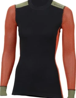 Aclima W's WoolNet Hybrid Crewneck Jet Black/Poinciana/Capulet Olive Sale