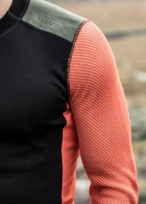 Aclima W's WoolNet Hybrid Crewneck Jet Black/Poinciana/Capulet Olive Sale
