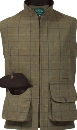 Alan Paine M's Rutland Tweed Waistcoat Dark Moss New