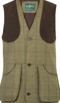 Alan Paine M's Rutland Tweed Shooting Waistcoat Dark Moss Discount