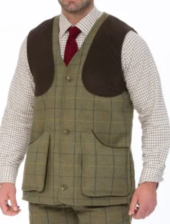 Alan Paine M's Rutland Tweed Shooting Waistcoat Dark Moss Discount