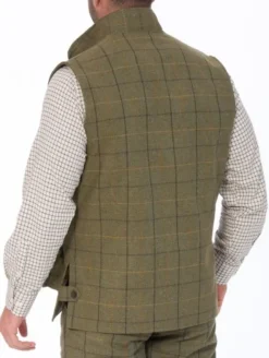 Alan Paine M's Rutland Tweed Waistcoat Dark Moss New