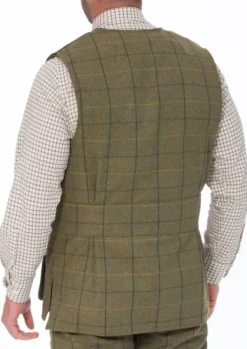 Alan Paine M's Rutland Tweed Shooting Waistcoat Dark Moss Discount