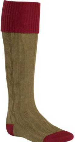 Alan Paine Shooting Sock sukat, Bordeaux/Olive Outlet