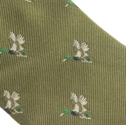 Silk Tie Duck Olive-Alan Paine Outlet