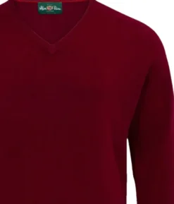 Streetly V-Neck Pullover lampaanvillainen pusero, viininpunainen-Alan Paine Hot