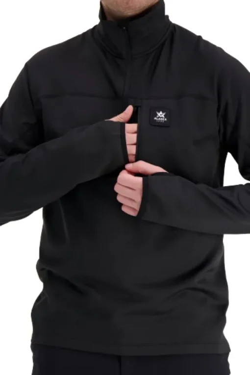 Alaska M's ThermoDry Half-Zip Top tekninen pusero, musta-Alaska 1795 Outlet