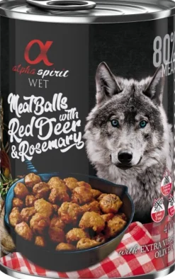 Meat Balls with Red Deer and Rosemary märkäruoka, 400 g-Alpha Spirit Sale