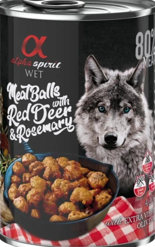 Meat Balls with Red Deer and Rosemary märkäruoka, 400 g-Alpha Spirit Sale