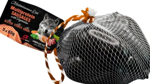 Mediterranean Multiprotein Sausage with Vegs makkarat aikuisille koirille, 5 x 65 g-Alpha Spirit New