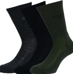 Avignon Terry Hiking -merinovillasukat, 3 paria, musta, harmaa, vihreä Fashion