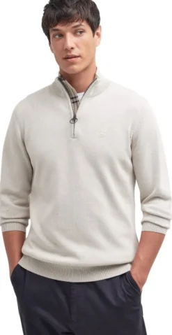 Cotton Half Zip Knitted Jumper neulepaita, Mist-Barbour Best