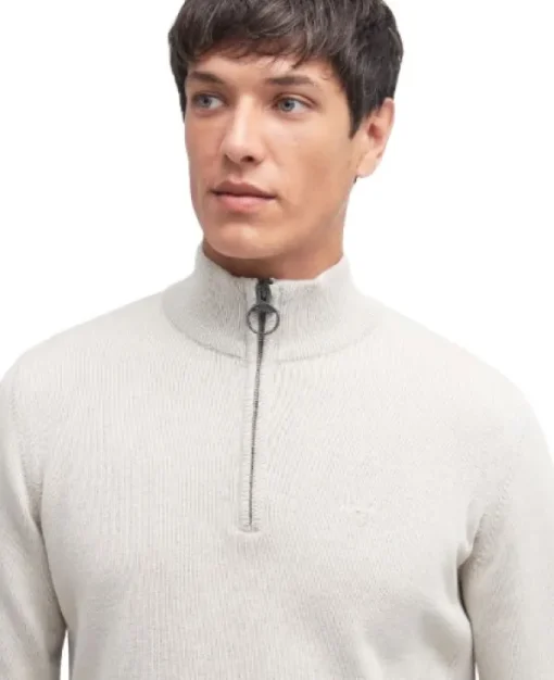 Cotton Half Zip Knitted Jumper neulepaita, Mist-Barbour Best