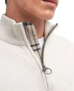 Cotton Half Zip Knitted Jumper neulepaita, Mist-Barbour Best