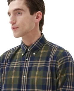 Edgar Tailored Shirt kauluspaita, Olive-Barbour Discount