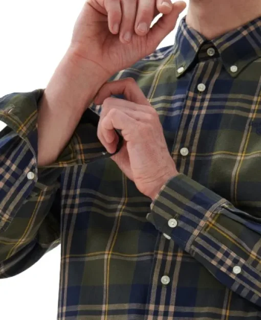 Edgar Tailored Shirt kauluspaita, Olive-Barbour Discount