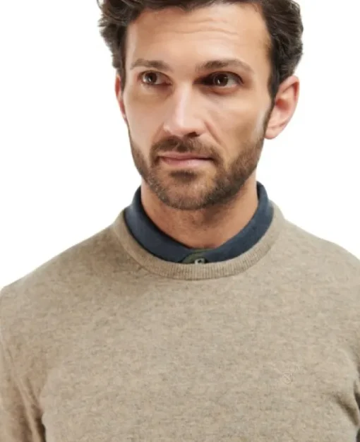 Barbour Essential Lambswool Crew Neck lampaanvillapaita, Fossil Outlet