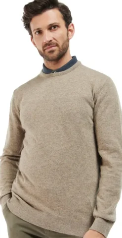 Barbour Essential Lambswool Crew Neck lampaanvillapaita, Fossil Outlet