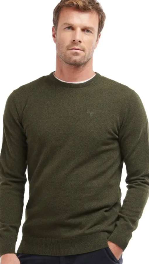 Essential Lambswool Crew Neck lampaanvillapaita, Seaweed-Barbour Fashion