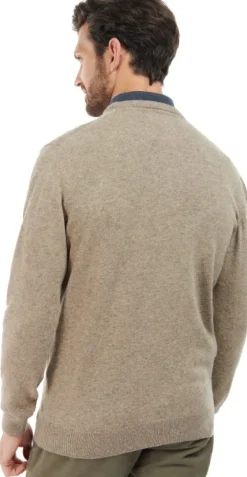Barbour Essential Lambswool Crew Neck lampaanvillapaita, Fossil Outlet
