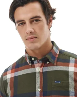 Folley Tailored Fit paita, Olive-Barbour Best