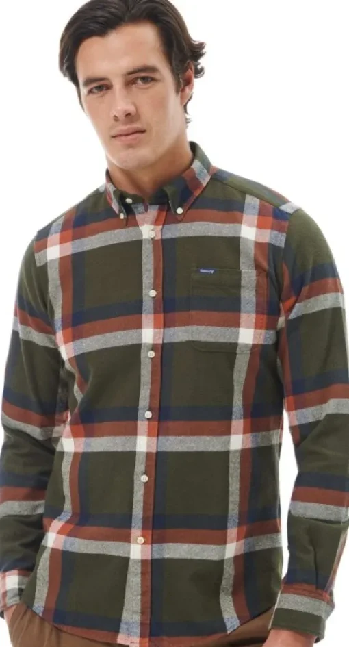 Folley Tailored Fit paita, Olive-Barbour Best