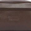 Barbour Leather Washbag toilettilaukku, tummanruskea Discount