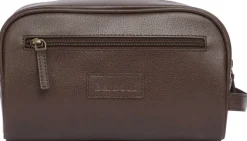 Barbour Leather Washbag toilettilaukku, tummanruskea Discount