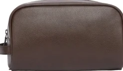 Barbour Leather Washbag toilettilaukku, tummanruskea Discount