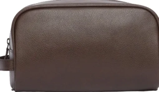 Barbour Leather Washbag toilettilaukku, tummanruskea Discount